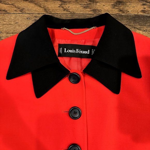 80s Vintage size 12 Louis Féraud Victorian Equestrian Red & Black Jacket - Picture 4 of 7